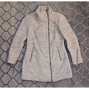 Calvin Klein Women's Asymmetrical Wool Coat Light Grey/NWT, Size M